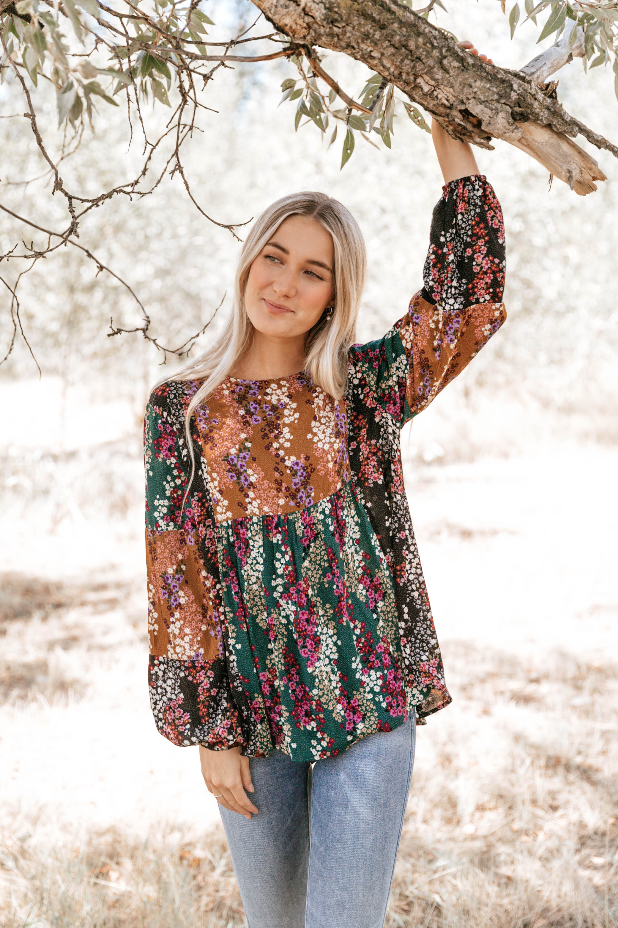 Floral Puff-Sleeve Tunic