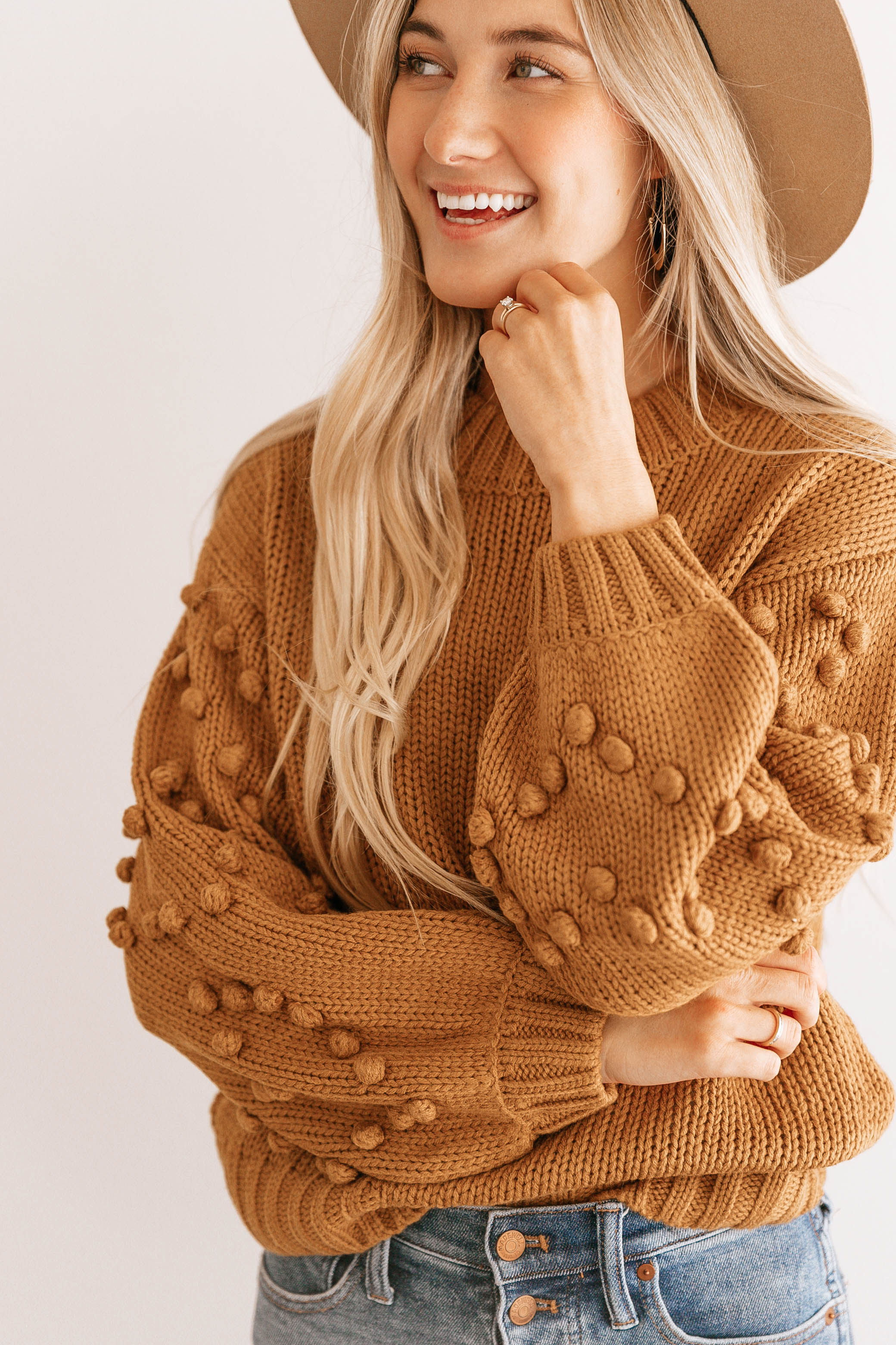 Camel Pom-Pom Sweater