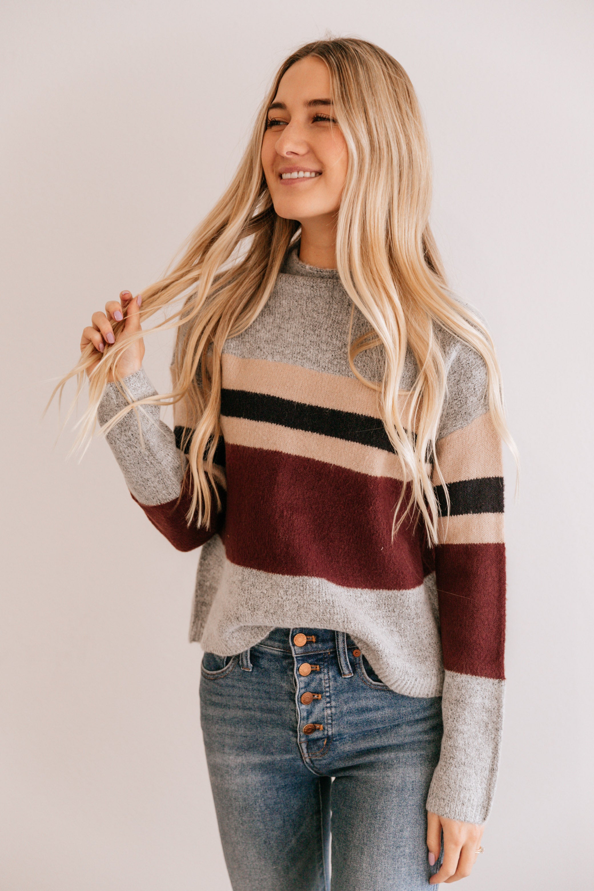 Bold Stripe Drop Sleeve Sweater